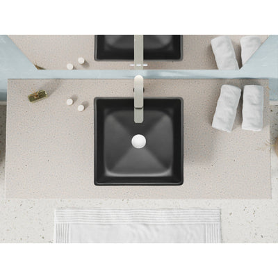 ANZZI Solstice Square Glass Vessel Bathroom Sink with Matte Black Finish LS-AZ906MB