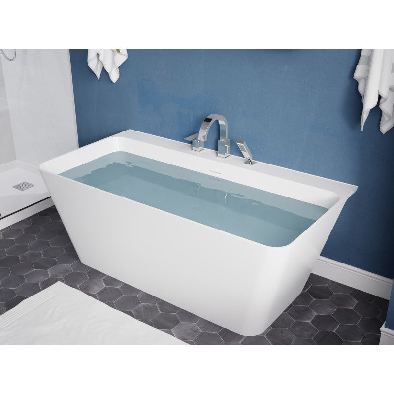 ANZZI VAULT 59 in. Acrylic Flatbottom Freestanding Bathtub with Deck Mount Faucet & Hand Sprayer FT-AZ114-5973CH