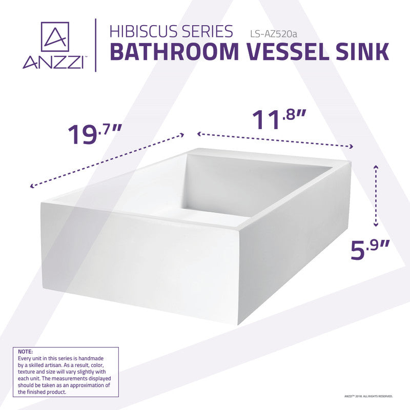 ANZZI Pascal Solid Surface Vessel Sink in Matte White LS-AZ520a