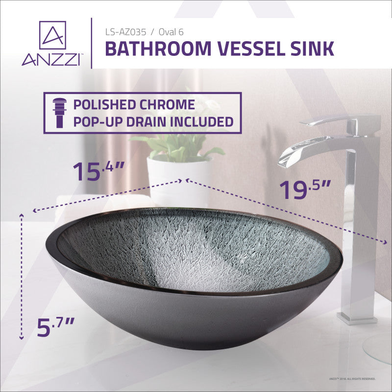ANZZI Onyx Series Vessel Sink in Black LS-AZ035