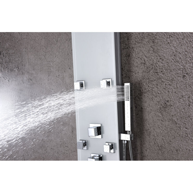 ANZZI Rhaus 60 in. 6-Jetted Full Body Shower Panel with Heavy Rain Shower and Spray Wand in White SP-AZ029