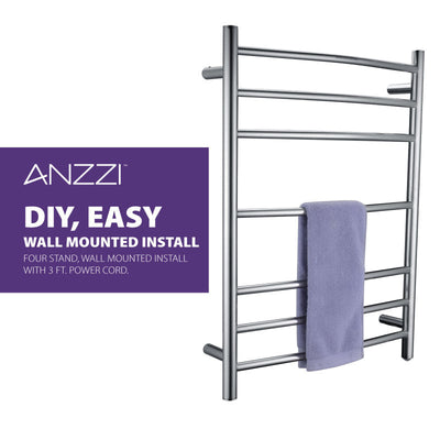 ANZZI Gown 7-Bar Stainless Steel Wall Mounted Towel Warmer TW-AZ027MBK