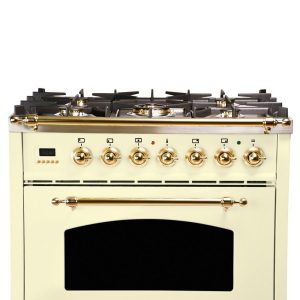 Hallman 30 in. Single Oven Duel Fuel Italian Range, LP Gas, Brass