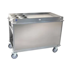 Cadco BC-3-LST Stainless Steel Mobile Beverage Service Cart w/ 2