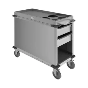 Cadco BC-2-LST Stainless Steel Mobile Beverage Service Cart w/ 2