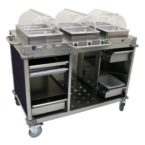 Cadco CBC-HHH-L4 MobileServ® Mobile Hot Buffet Cart (3) Hot Full Size