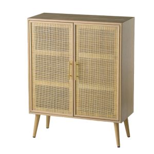 Dana 40 Inch Storage Cabinet, Wood Frame, 2 Shelves, 2 Rattan Doors