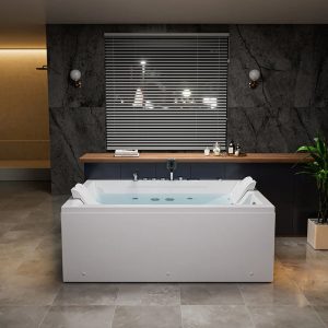 71" Alcove Inline Heater Combo Massage Whirlpool 2-Person Tub with