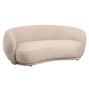 Faze 3-Seater Velvet Sofa with Curved Backrest and Pine Wood Base