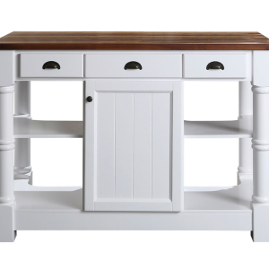 Monterey 52" Kitchen Island - Dark Walnut Finish - White