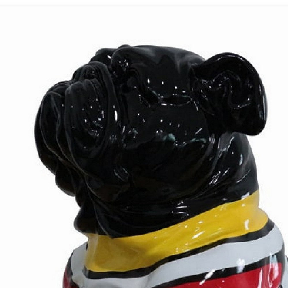 Cid 18 Inch Resin Pug Sculpture Decor, Multicolor Abstract Pattern - Image 2