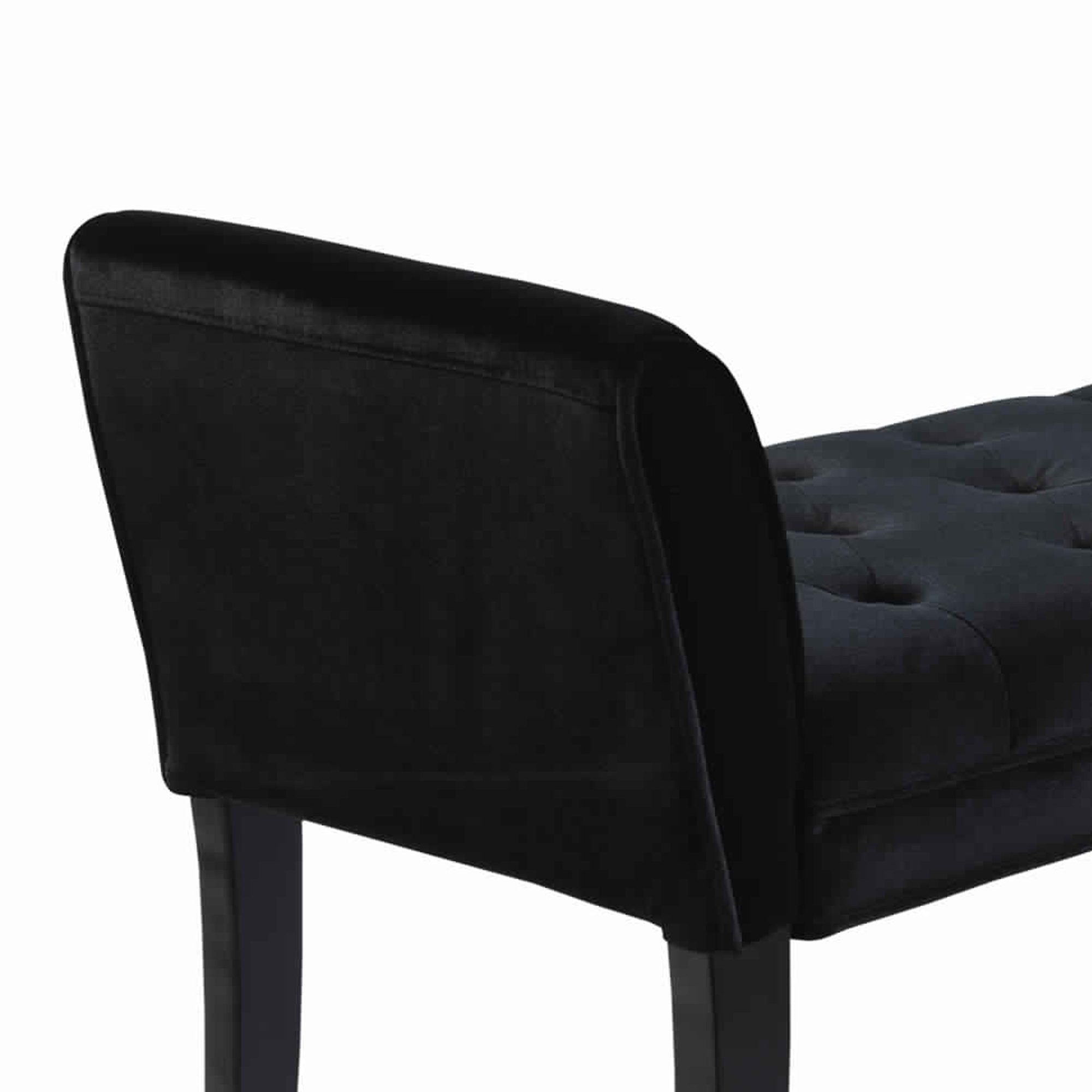 Fabric Button Tufted Padded Bench with Flared Cushioned Armrests - Image 3