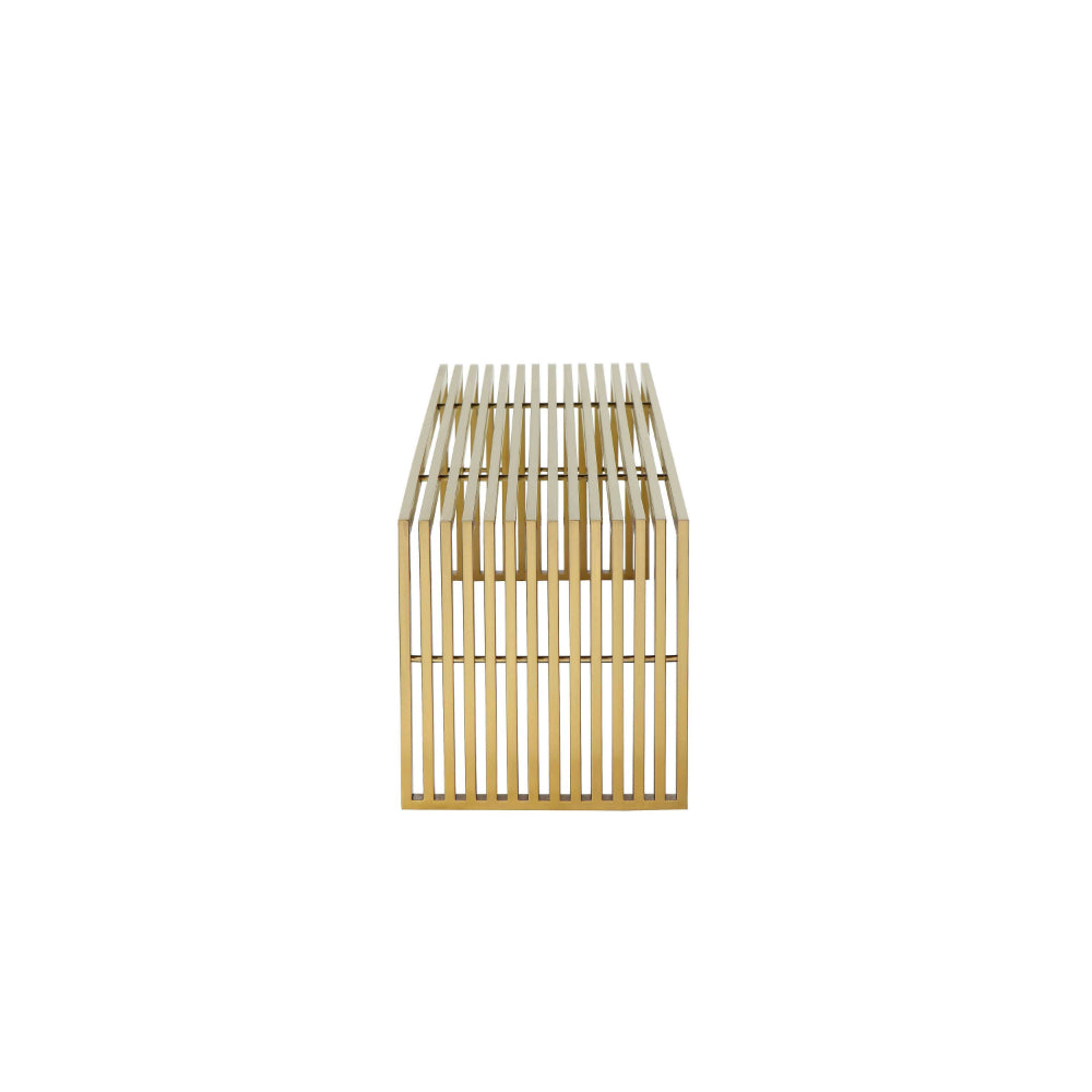 Niki 55 Inch Accent Bench, Slatted, Rectangular, Luxurious Brushed - Image 3