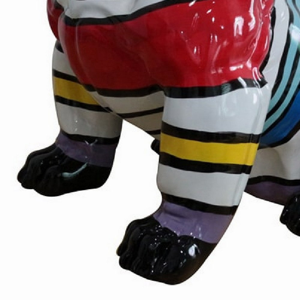 Cid 18 Inch Resin Pug Sculpture Decor, Multicolor Abstract Pattern - Image 3