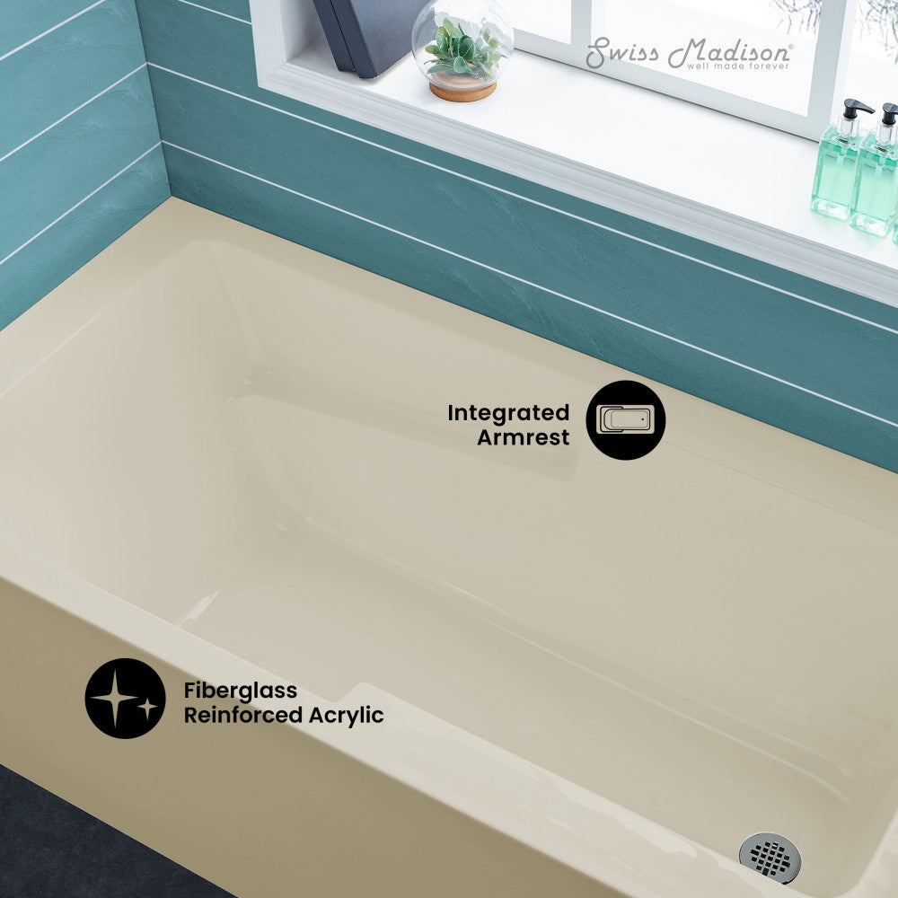 Voltaire 54" x 30" Right-Hand Drain Alcove Bathtub with Apron in - Image 3