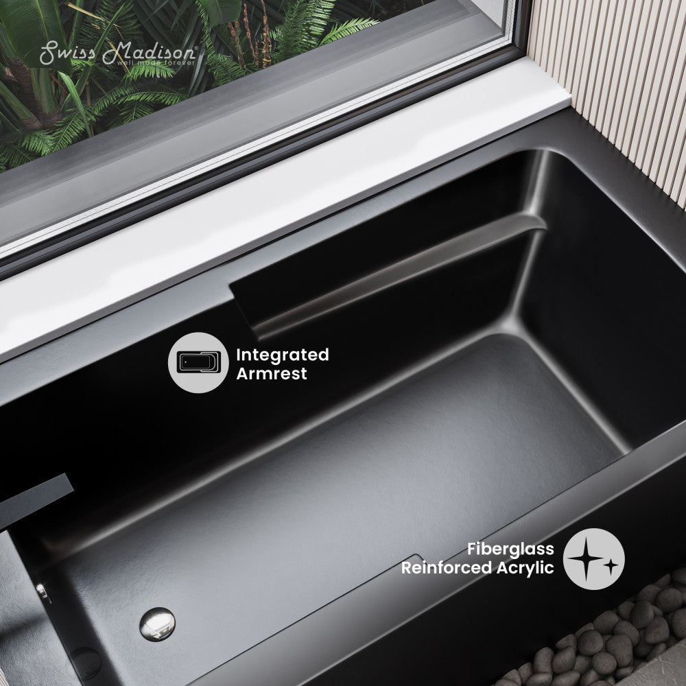 Voltaire 54" x 30" Left-Hand Drain Alcove Bathtub with Apron in Matte - Image 3