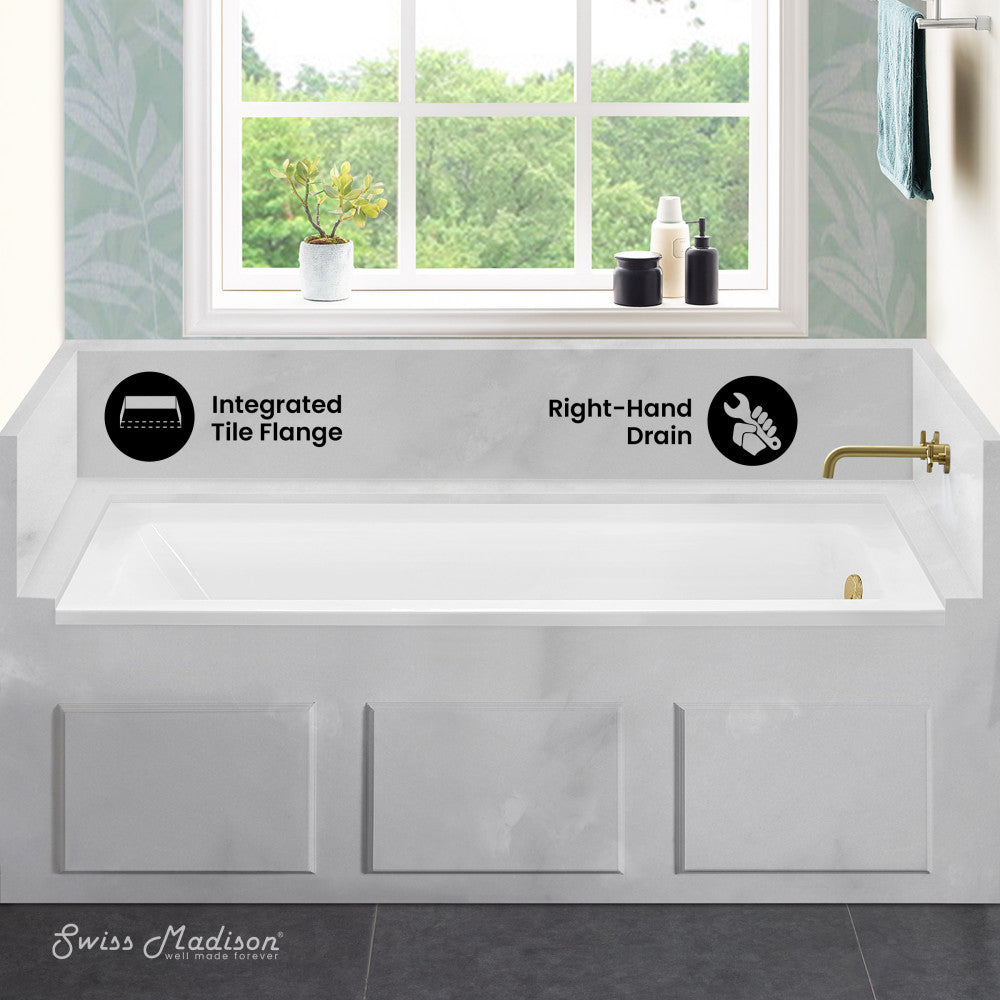 Voltaire 60" x 32" Right-Hand Drain Alcove Bathtub - Image 3