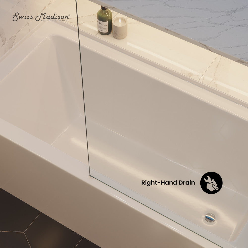 Voltaire 60" x 30" Right-Hand Drain Alcove Bathtub with Apron - Image 3