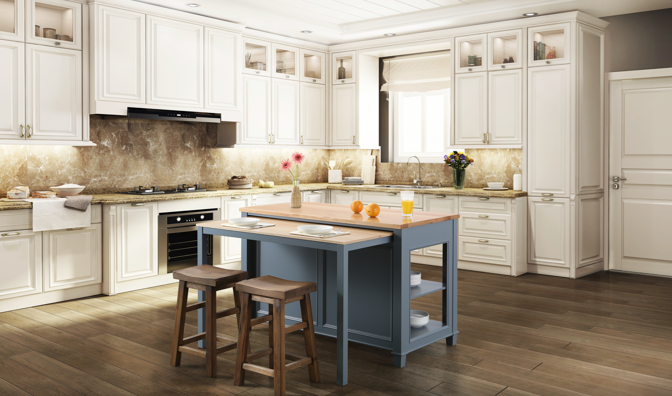 Medley 54" Kitchen Island With Slide Out Table - Gray - Image 2