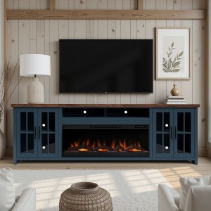 Bridgevine Home Nantucket 97" Farmhouse Fireplace TV Stand for TVs up to 100"