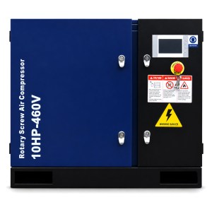 10HP Rotary Screw Air Compressor, 34CFM, 125PSI, 460V 3PHASE 60HZ, Fixed Speed Compressor, Industrial-Grade, Heavy Duty