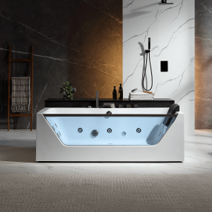 Empava 71 inch Alcove Whirlpool Jetted Bathtub with Brushed Nickel