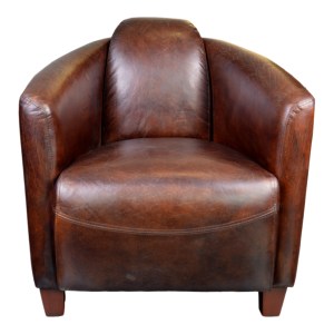 Accent Chair, Top-Grain Leather, Birch Frame, Dark Brown