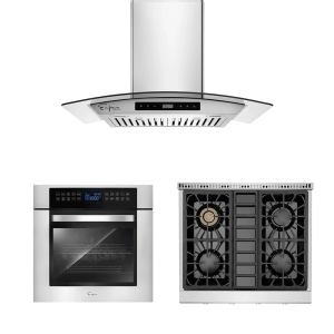 3 PCS / 30" Gas Cooktop & 30" Range Hood & 24" Wall