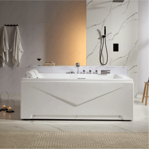 71" Alcove LED Whirlpool Bathtub with Left Drain