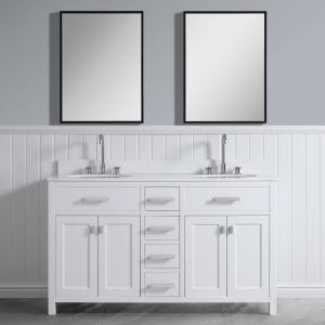 London 60.5" Double Sink Vanity Cabinet Only in White