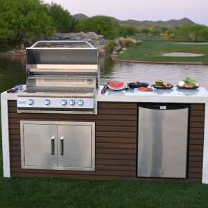 KoKoMo Grill Classic Shiplap Outdoor Kitchen Island With Waterfall