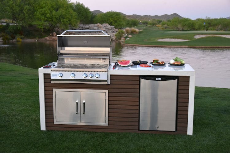 KoKoMo Grill Classic Shiplap Outdoor Kitchen Island With Waterfall