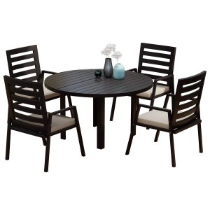 Chelsea 5-Piece Patio Dining Set with 48" Round Aluminum Dining Table