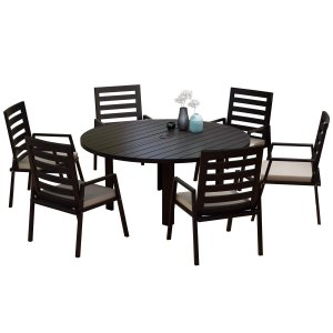 Chelsea 7-Piece Patio Dining Set with 60" Round Aluminum Dining Table
