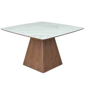 Zephyr 47" Square Dining Table with Sintered Stone/Ash Wood Tabletop