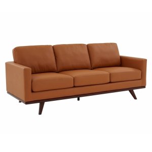 Chester 3-Seater Leather/Mesh Full Size Sofa in Birch Wood Base